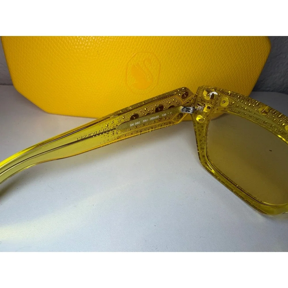Swarovski SK380 Yellow Crystal Embellished Cat Eye Sunglasses 55-20-135